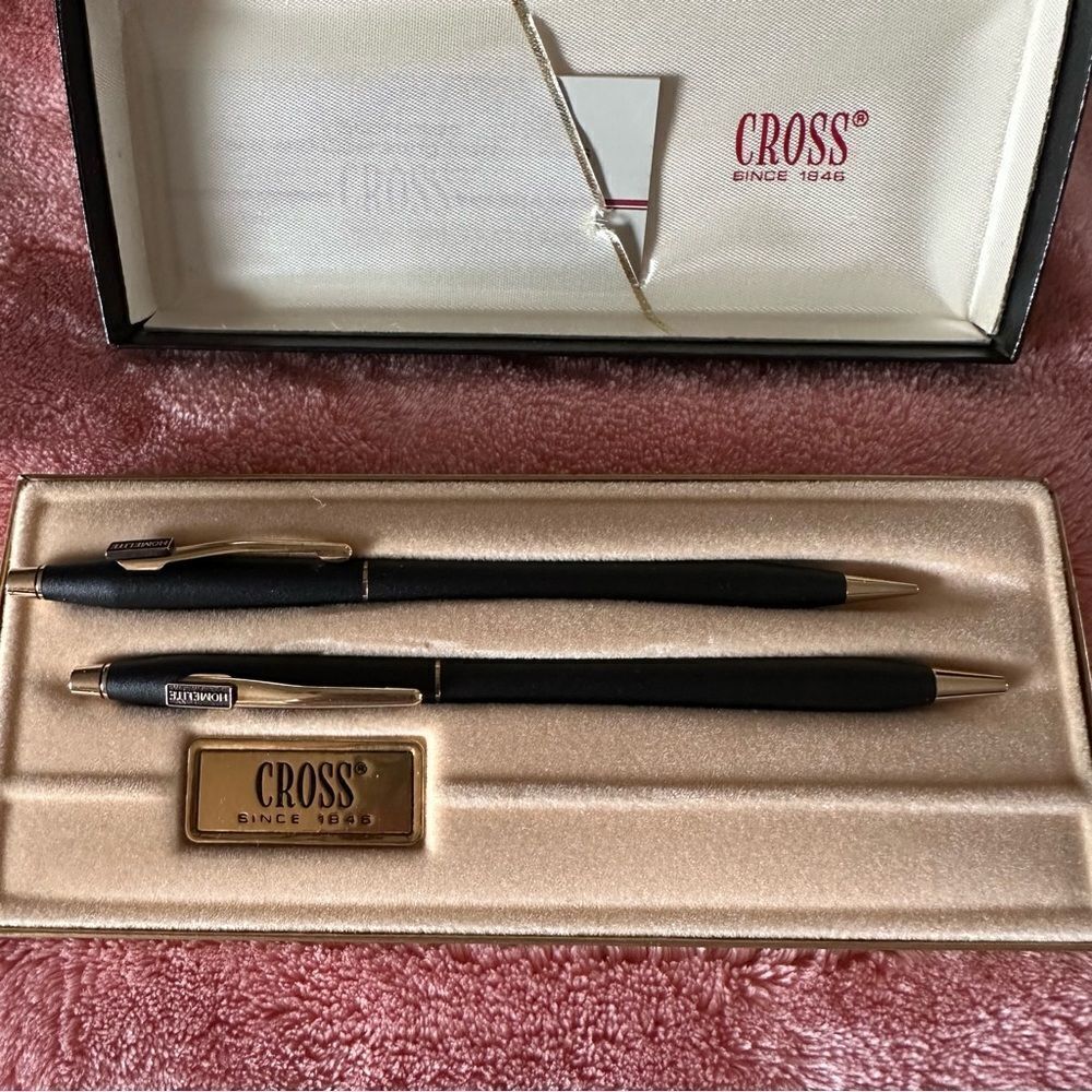 VTG Cross Gold Black 2501 Classic Pen Pencil Set Original Box w Instructions
